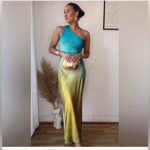 Zara asymmetrical satin effect tie dye dress